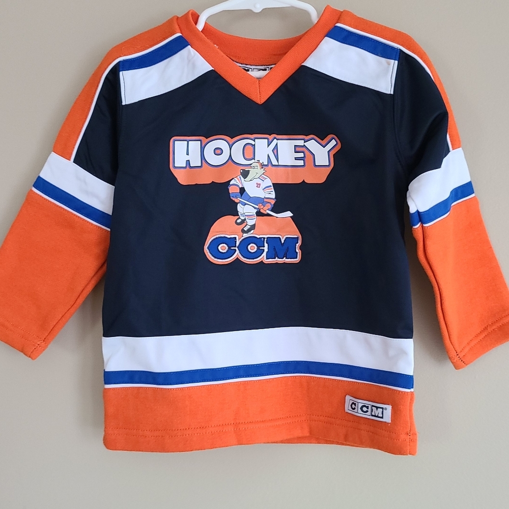 CCM navy and orange hockey jersey